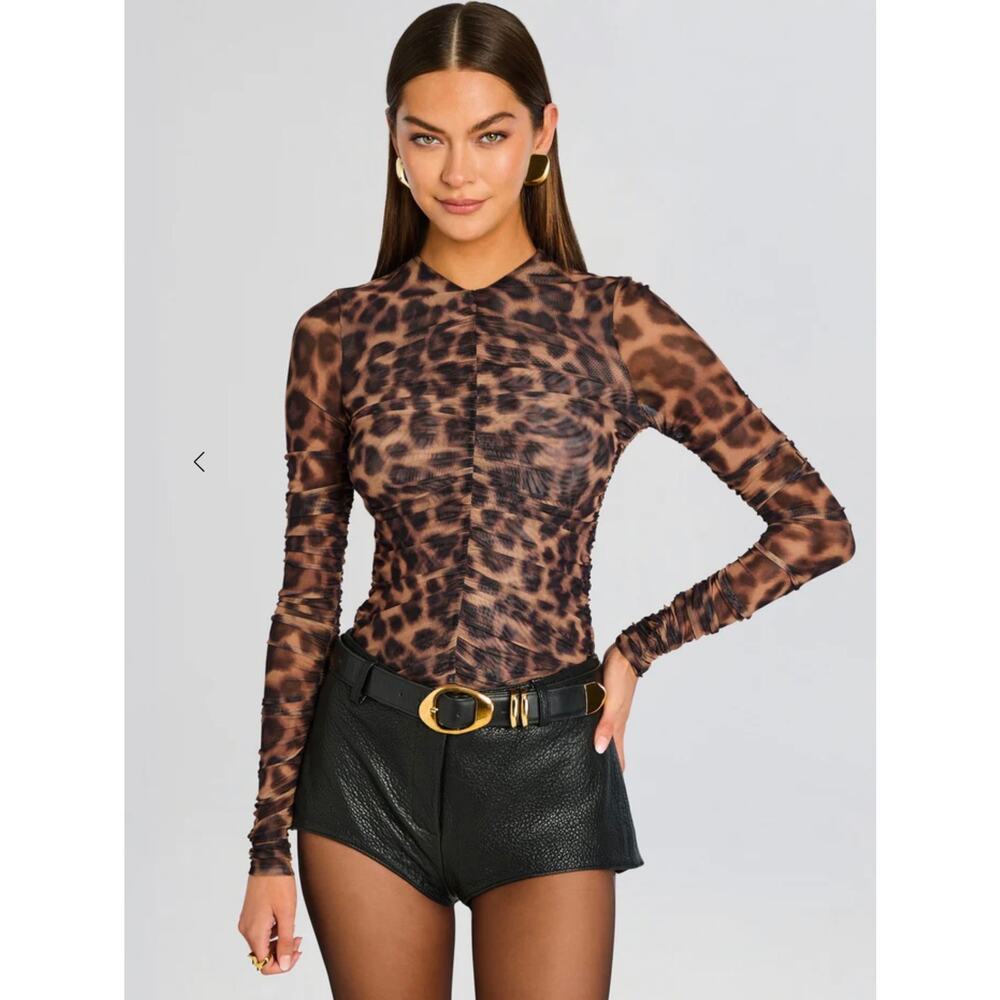 Seroya Eirlys Mesh Top Jaguar Print Size Medium Retails $248 Cheetah‎ Print